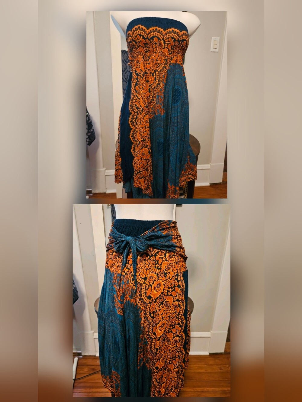 Thai Handmade Long Dress Bohemian Dress Hippie Dress Size Small  * Harem